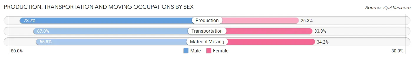 Production, Transportation and Moving Occupations by Sex in Zip Code 90605