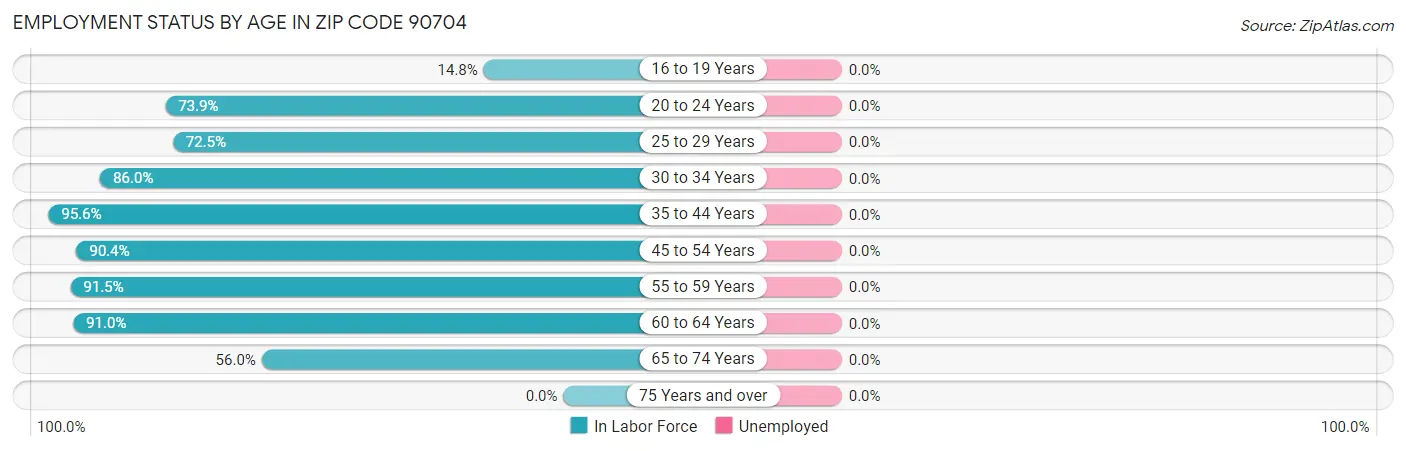 Employment Status by Age in Zip Code 90704