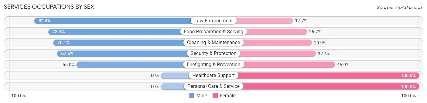 Services Occupations by Sex in Zip Code 90704