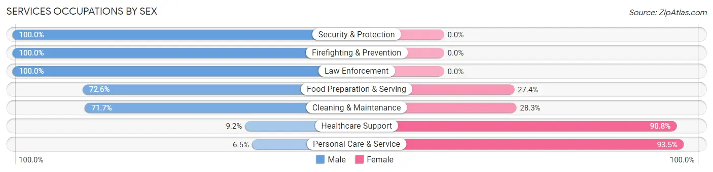 Services Occupations by Sex in Zip Code 91030