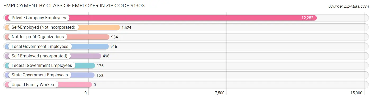 Employment by Class of Employer in Zip Code 91303