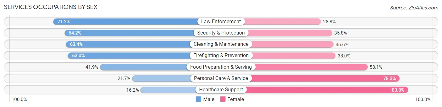 Services Occupations by Sex in Zip Code 91325