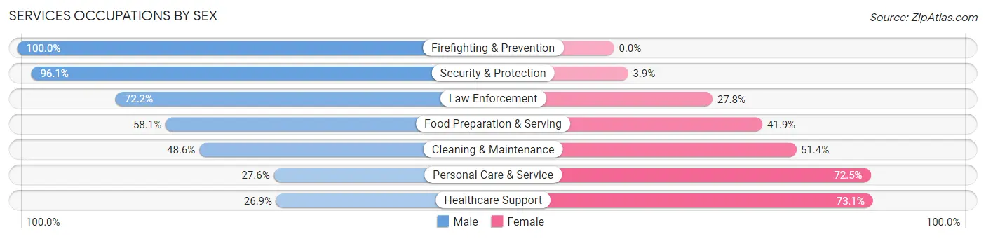 Services Occupations by Sex in Zip Code 91361