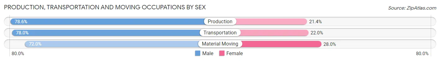 Production, Transportation and Moving Occupations by Sex in Zip Code 91387