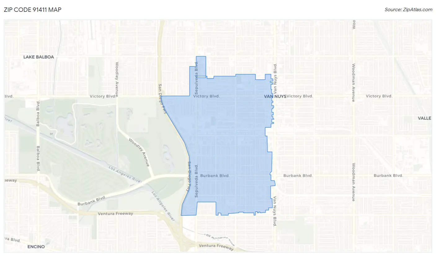 Zip Code 91411 Map