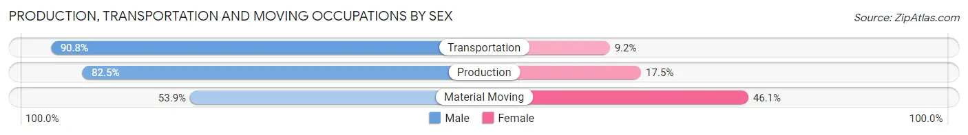 Production, Transportation and Moving Occupations by Sex in Zip Code 91601