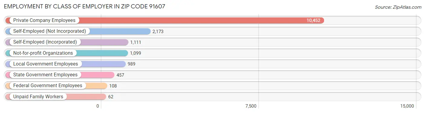 Employment by Class of Employer in Zip Code 91607