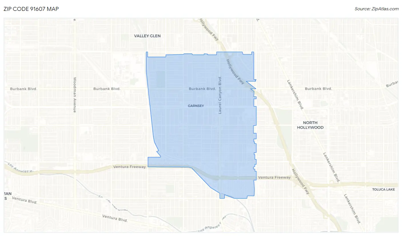 Zip Code 91607 Map