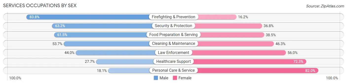 Services Occupations by Sex in Zip Code 91945