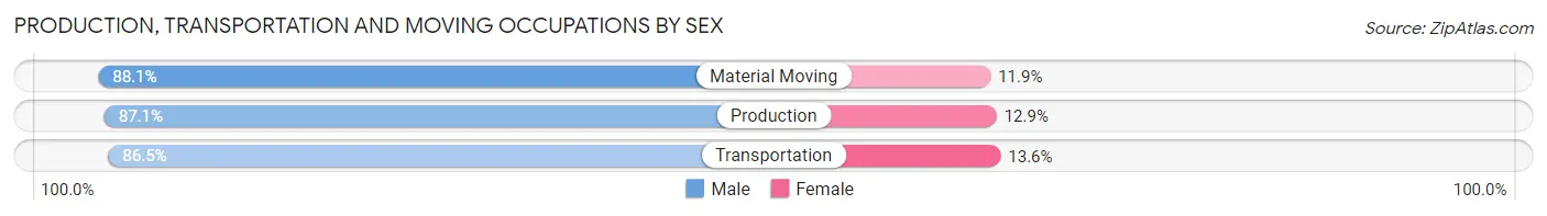 Production, Transportation and Moving Occupations by Sex in Zip Code 92101