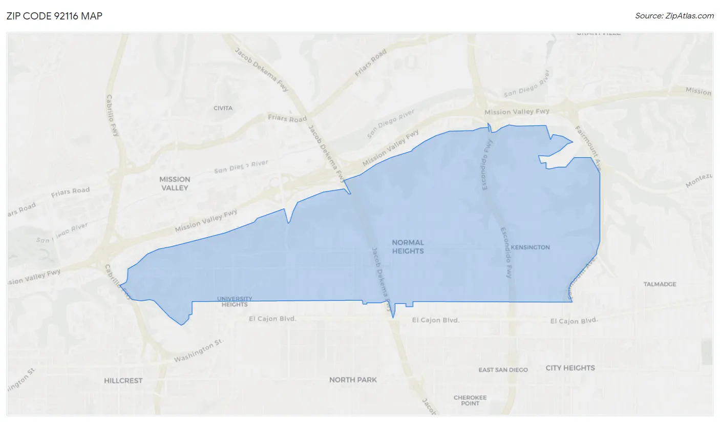 Zip Code 92116 Map