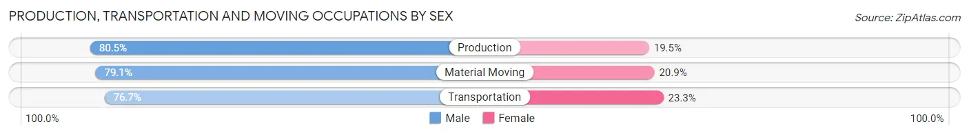 Production, Transportation and Moving Occupations by Sex in Zip Code 92307
