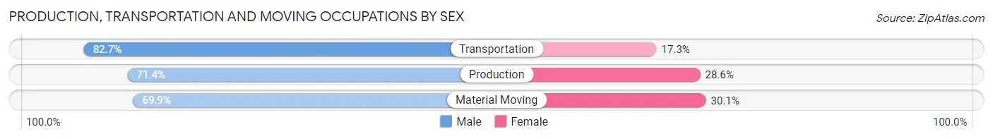 Production, Transportation and Moving Occupations by Sex in Zip Code 92404