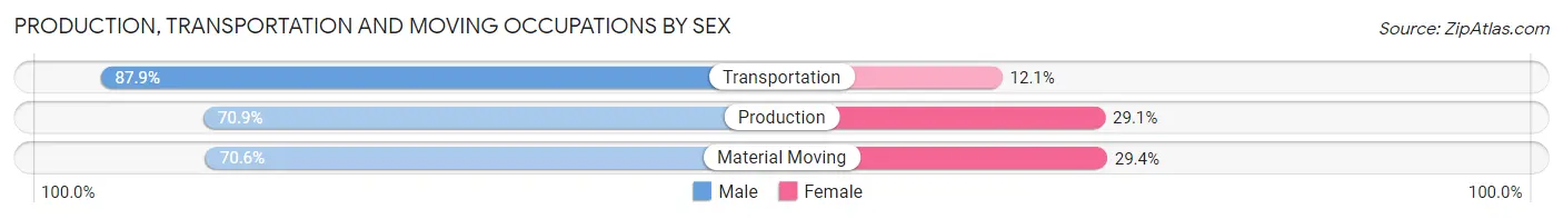 Production, Transportation and Moving Occupations by Sex in Zip Code 92407