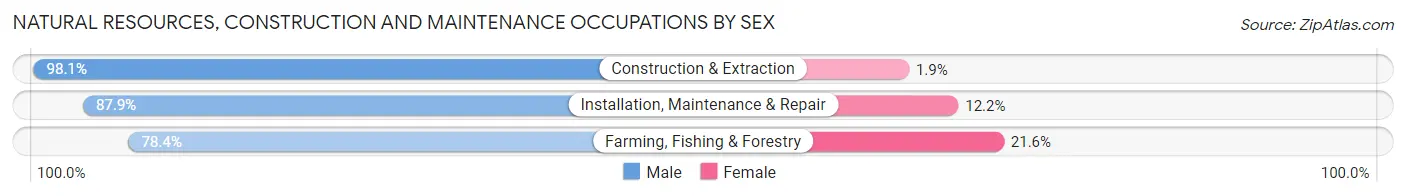 Natural Resources, Construction and Maintenance Occupations by Sex in Zip Code 92411