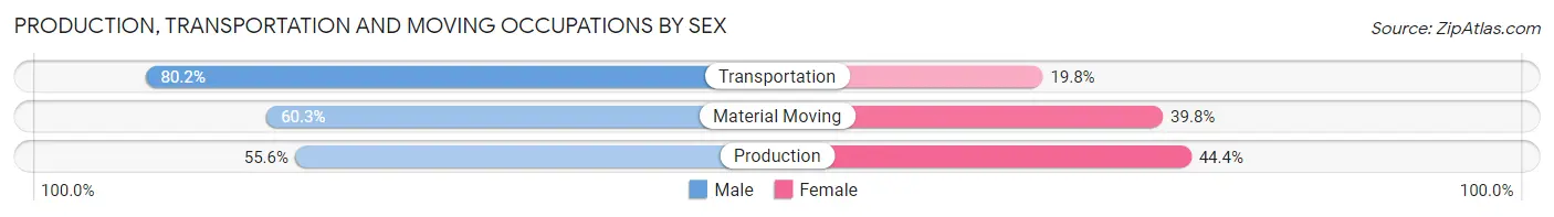 Production, Transportation and Moving Occupations by Sex in Zip Code 92548