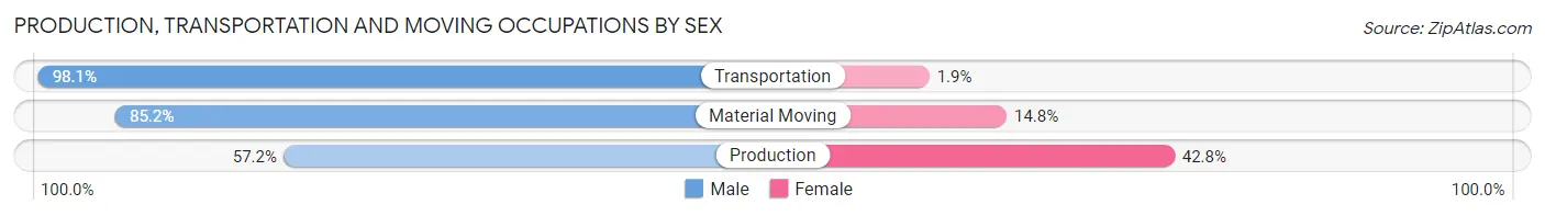 Production, Transportation and Moving Occupations by Sex in Zip Code 92595