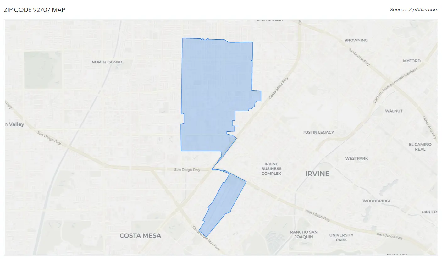 Zip Code 92707 Map