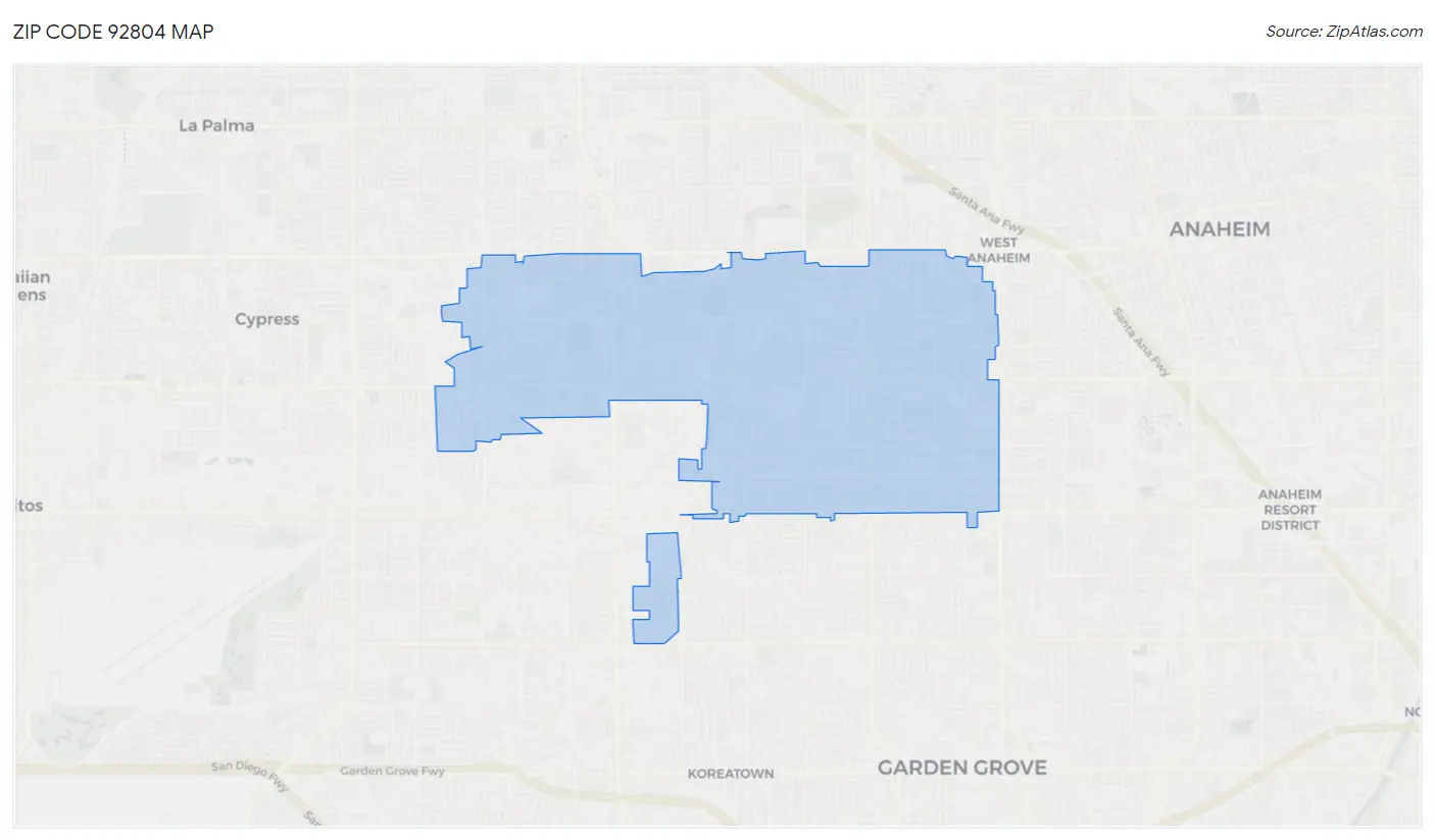 Zip Code 92804 Map