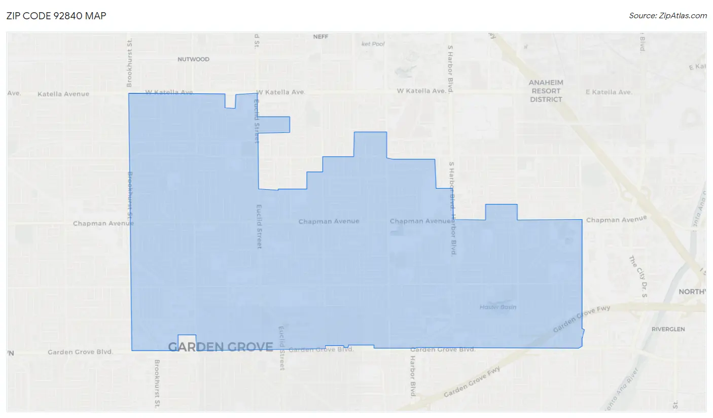 Zip Code 92840 Map