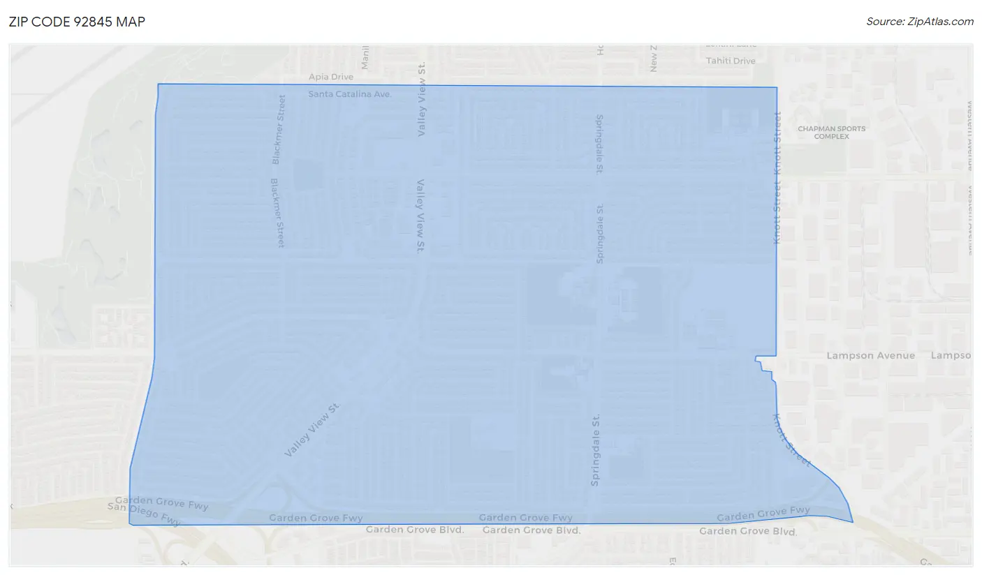 Zip Code 92845 Map