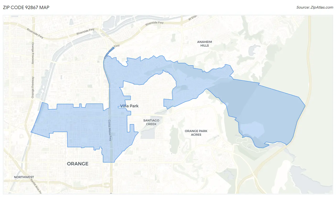 Zip Code 92867 Map