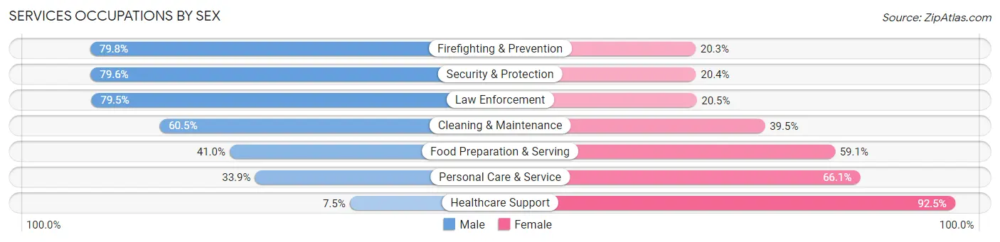Services Occupations by Sex in Zip Code 93001