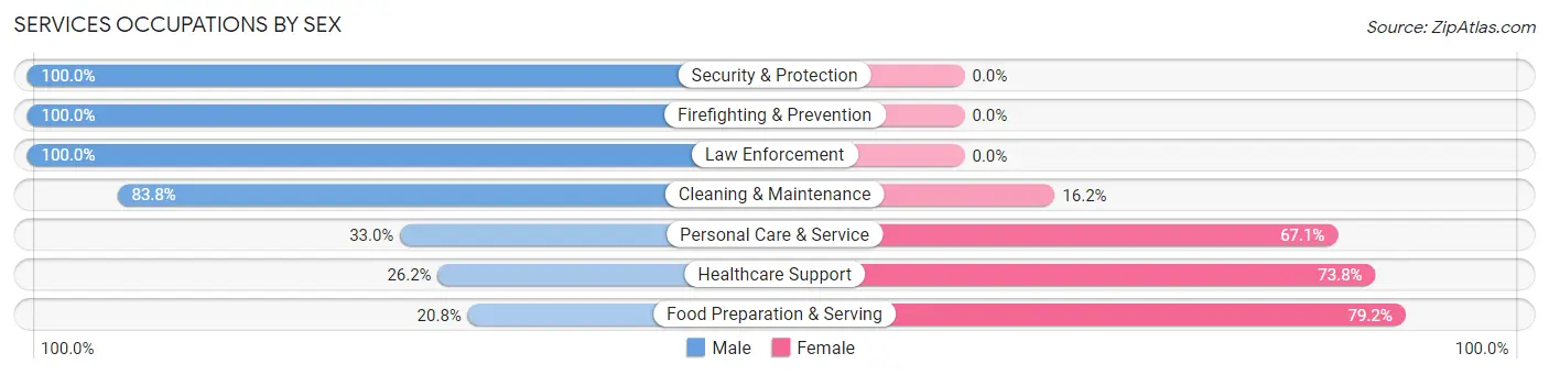 Services Occupations by Sex in Zip Code 93022