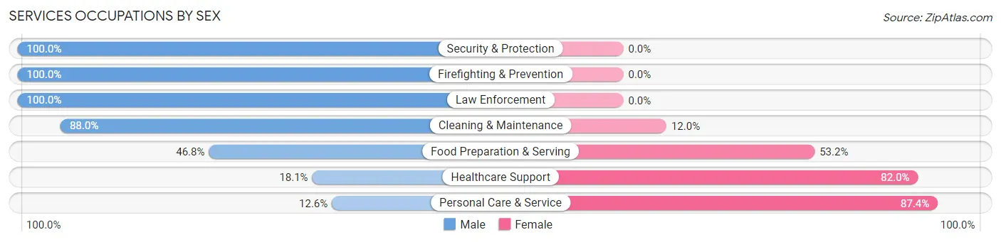 Services Occupations by Sex in Zip Code 93023