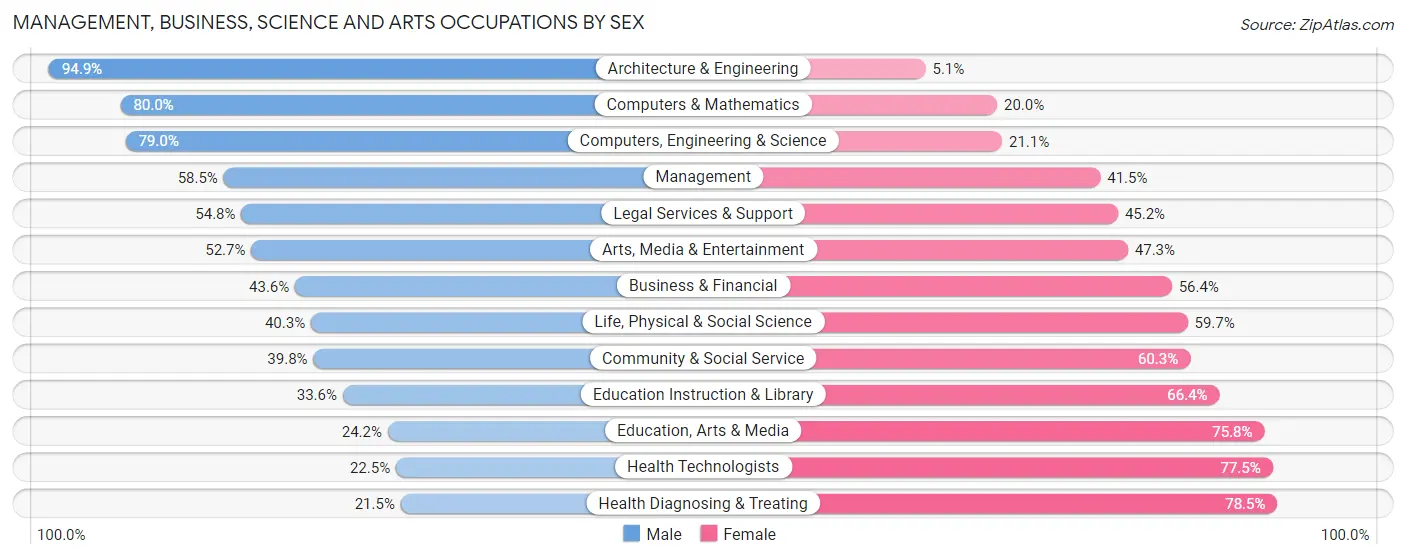 Management, Business, Science and Arts Occupations by Sex in Zip Code 93035