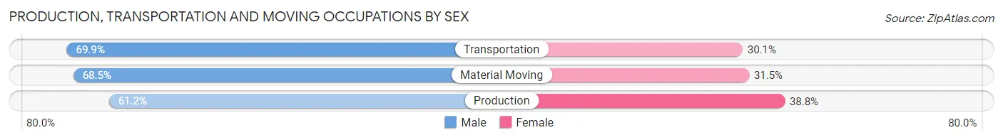 Production, Transportation and Moving Occupations by Sex in Zip Code 93117