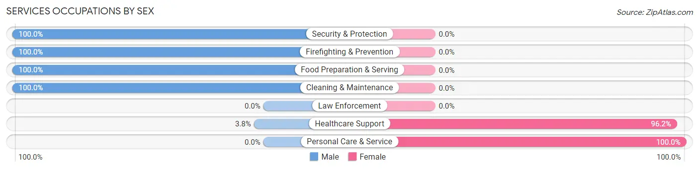 Services Occupations by Sex in Zip Code 93240