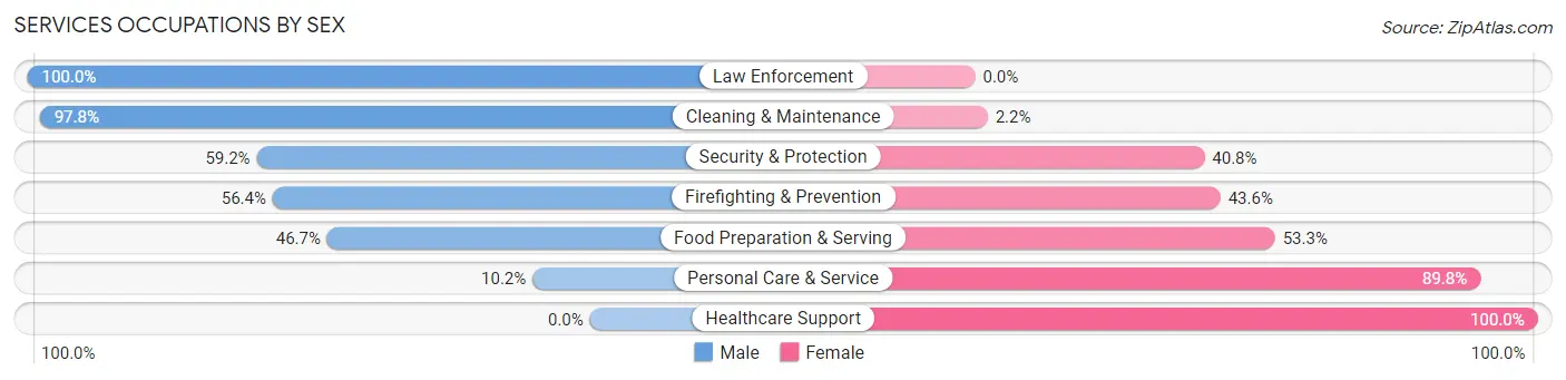 Services Occupations by Sex in Zip Code 93247