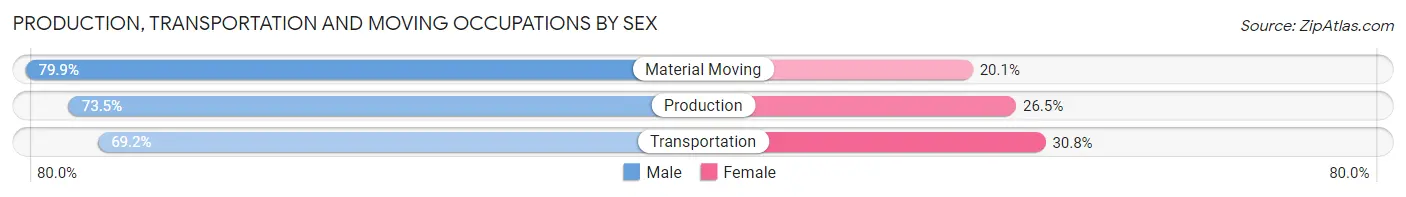 Production, Transportation and Moving Occupations by Sex in Zip Code 93436