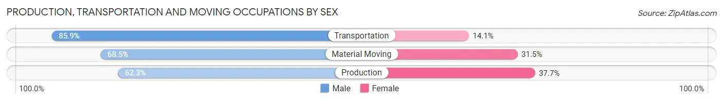 Production, Transportation and Moving Occupations by Sex in Zip Code 93454