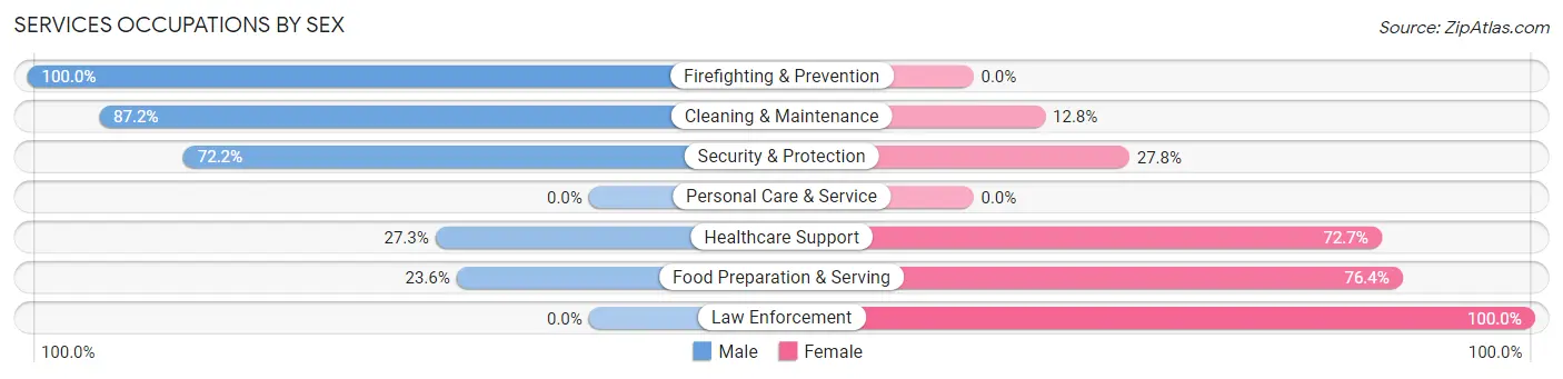 Services Occupations by Sex in Zip Code 93501