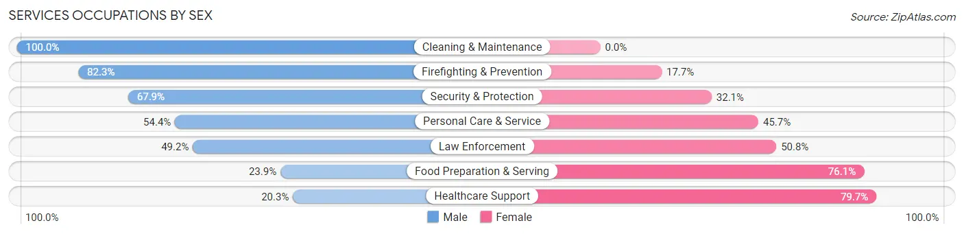 Services Occupations by Sex in Zip Code 93510