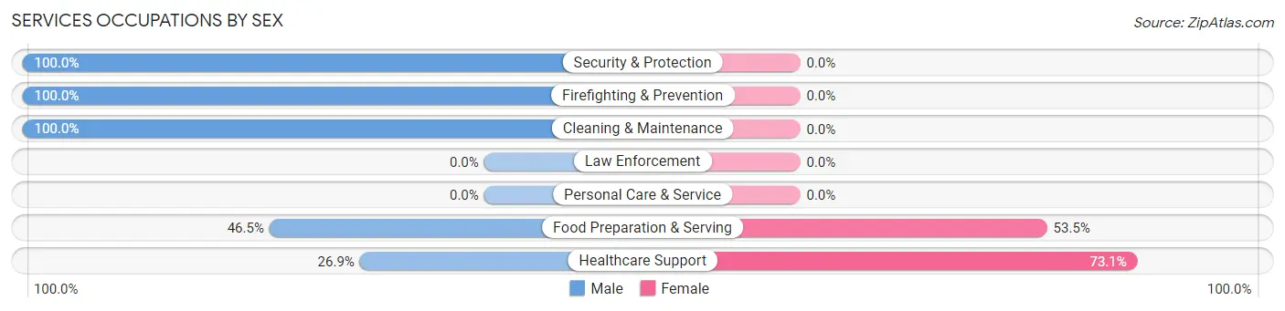 Services Occupations by Sex in Zip Code 93516