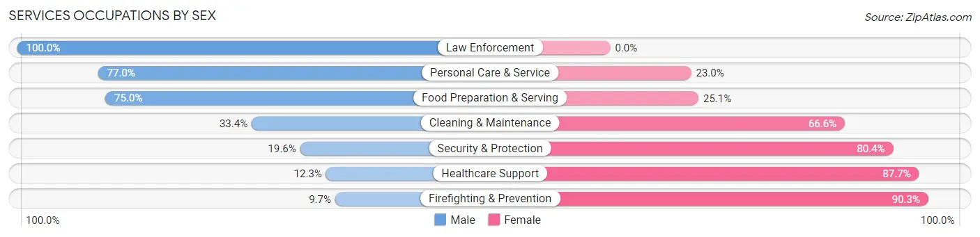 Services Occupations by Sex in Zip Code 93546
