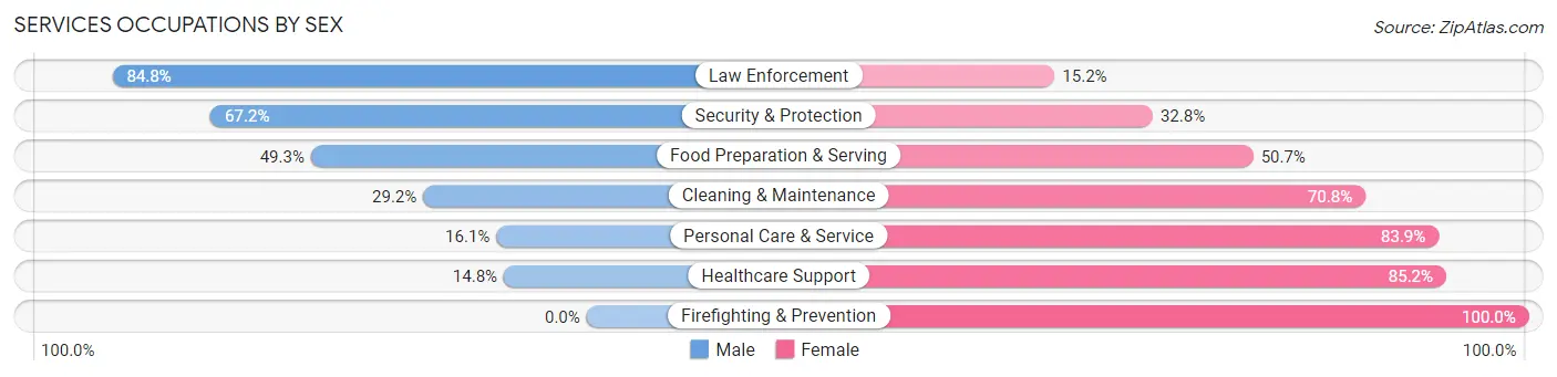 Services Occupations by Sex in Zip Code 93630