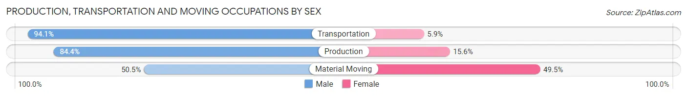 Production, Transportation and Moving Occupations by Sex in Zip Code 93636