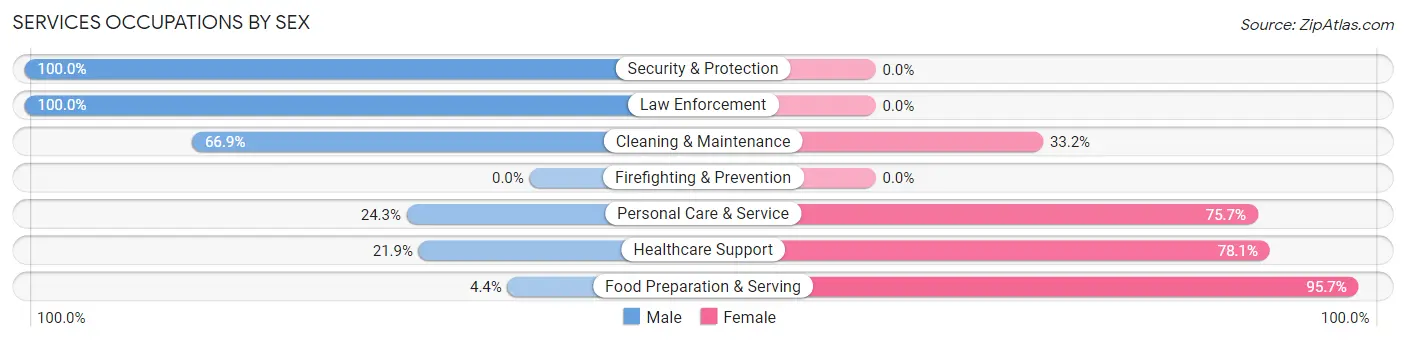 Services Occupations by Sex in Zip Code 93647