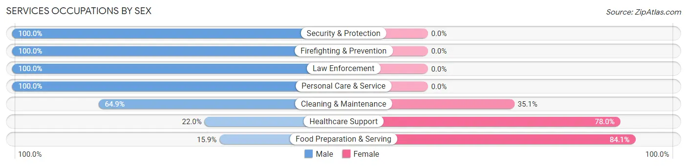 Services Occupations by Sex in Zip Code 93721
