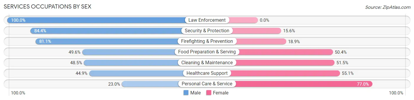 Services Occupations by Sex in Zip Code 93955
