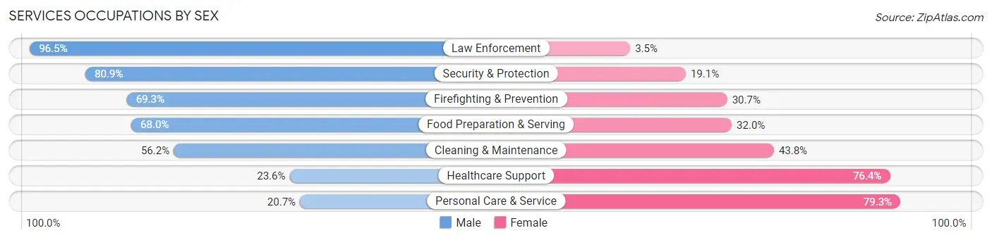 Services Occupations by Sex in Zip Code 94063