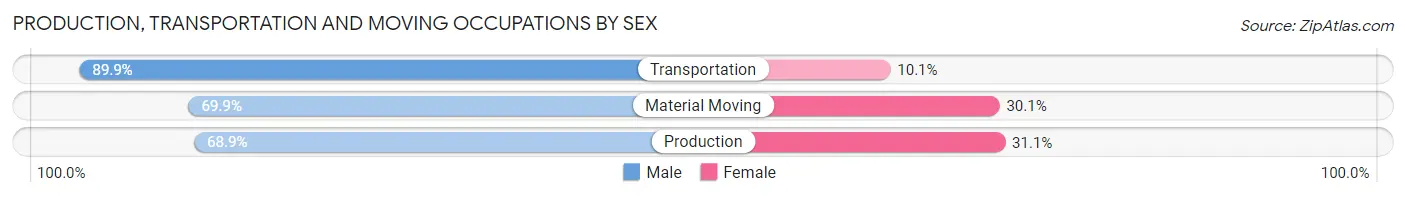 Production, Transportation and Moving Occupations by Sex in Zip Code 94070