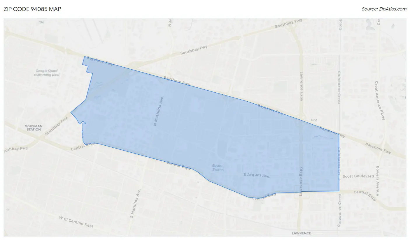 Zip Code 94085 Map