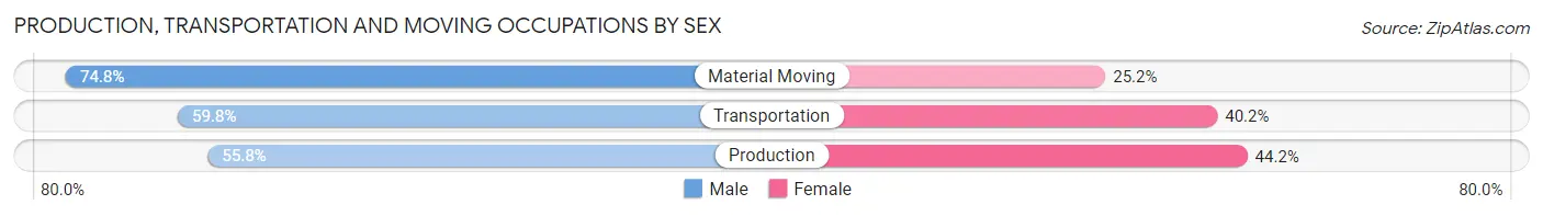 Production, Transportation and Moving Occupations by Sex in Zip Code 94089