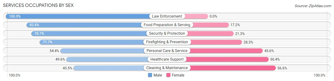 Services Occupations by Sex in Zip Code 94103