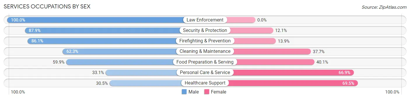 Services Occupations by Sex in Zip Code 94109